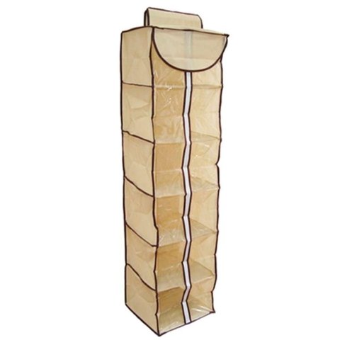 Organizadr Sapateira Dobravel Anti Poeira Grande Flexivel com Ziper Vertical 6 Divisorias Cabideiro