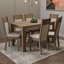 Ver imagem 1 de Mesa Tampo de Madeira c/6 Cadeiras Rustic Crema Bege Rustic