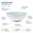 Ver imagem 2 de Kit Banheiro Cuba de Vidro Redonda 35 cm com Válvula Click:Branco