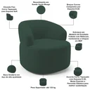 Ver imagem 4 de Poltrona Giratória Orgânica para Sala de Estar Living Helena L02 Suede Verde Musgo - Lyam Decor