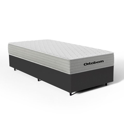 Cama Box + Colchão de Molas Ensacadas Ortobom One Face Plenno Superpocket Solteiro 88 cm