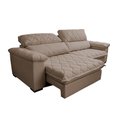 Ver imagem 7 de Sofá Retrátil e Reclinável 2,35m Molas Ensacadas Cama inBox Big Home Bordado 3D Linho Bege