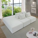 Ver imagem 2 de Sofá Ilha na Caixa em Módulos Mobili Puff + 2 Chaises Boucle Branco Estofama