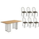Ver imagem 1 de Conjunto: Mesa de Cozinha Duina C/ Tampo de Madeira 160cm e 6 Cadeiras Noruega Niquel/freijo -