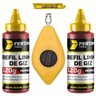 Kit Jogo Marcação Linha Giz 15m Vermelho Pedreiro Gesseiro com Nível + Refil Vermelho 120g - 1