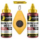 Ver imagem 1 de Kit Jogo Marcação Linha Giz 15m Vermelho Pedreiro Gesseiro com Nível + Refil Vermelho 120g