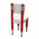 Ver imagem 3 de Cadeira Infantil Lápis Vermelho Assento e Encosto Brancos para Estudos e Desenhos Mobília Decor