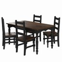 Ver imagem 1 de Conjunto de Mesa e 4 Cadeiras Torneadas em Madeira Maciça Preto