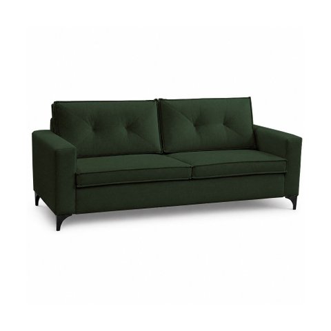 Sofá Sala de Estar Marselha 230cm 3 Lugares Pés em Metal Linho Verde M1 - Monari Design
