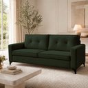 Ver imagem 2 de Sofá Sala de Estar Marselha 230cm 3 Lugares Pés em Metal Linho Verde M1 - Monari Design