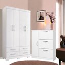 Ver imagem 1 de Conjunto Guarda Roupa e Sapateira Casal Aquarela 8 Portas 7 Gavetas MDF MDP Branco Framar