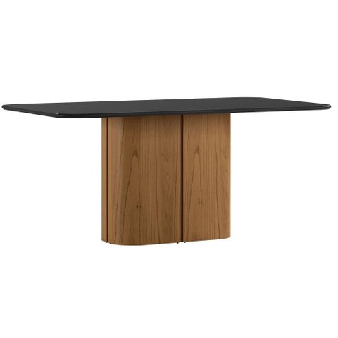 Mesa de Jantar Serena 180x90 cm com Vidro Cinamomo Preto - New Ceval