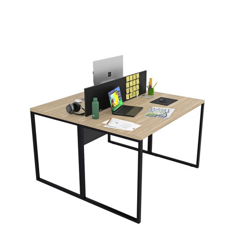 Estação de Trabalho Escritório 2 Lugares Industrial Netmobil - Dubai/preto