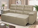 Ver imagem 1 de Sofá Retrátil Reclinável 4 Lugares com Molas 2,30m Quantum Suede Velut Bege - King House