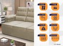 Ver imagem 2 de Sofá Retrátil Reclinável 4 Lugares com Molas 2,30m Quantum Suede Velut Bege - King House