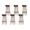 Ver imagem 1 de Kit 6 Banquetas Banco Alto Berlin Couro Verde Bar Cozinha Pés Madeira Ms Decor