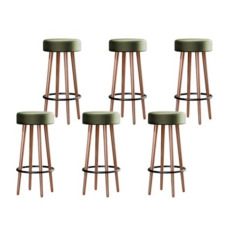 Kit 6 Banquetas Banco Alto Berlin Couro Verde Bar Cozinha Pés Madeira Ms Decor