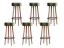 Ver imagem 1 de Kit 6 Banquetas Banco Alto Berlin Couro Verde Bar Cozinha Pés Madeira Ms Decor