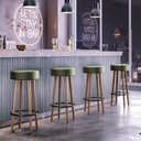 Ver imagem 3 de Kit 6 Banquetas Banco Alto Berlin Couro Verde Bar Cozinha Pés Madeira Ms Decor