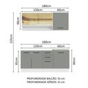 Ver imagem 4 de Armário de Cozinha Compacta 180cm Branco Cinza Agata Madesa 02
