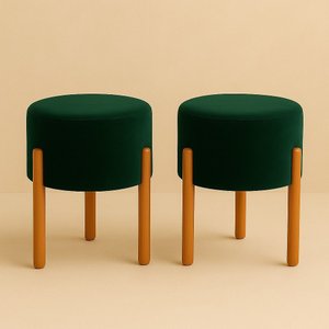 Kit Apolo Pes de Madeira Verde Veludo