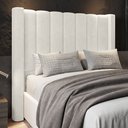 Ver imagem 2 de Cabeceira Casal King Cama Box 195cm Claire I02 Veludo Bege - Mpozenato
