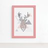 Quadro Minimalista Cabeça de Alce Moldura Rosa 22x32cm - 2