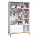 Ver imagem 3 de Berço Americano e Guarda Roupa 3 Portas New Classic Branco com Pés Madeira e Colchão Gazin -