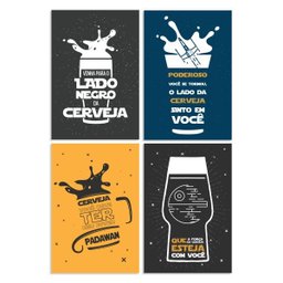 Placas Decorativas Geek Jedi Frases Cerveja 20x30cm Kit 4un - 1