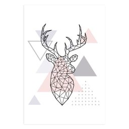 Placa MDF Decoração Minimalista Cabeça de Alce 30x40cm - 1