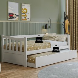 Sofá Bicama Solteiro de Madeira Maciça com Cama Auxiliar - 2