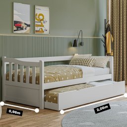 Sofá Bicama Solteiro de Madeira Maciça com Cama Auxiliar - 3