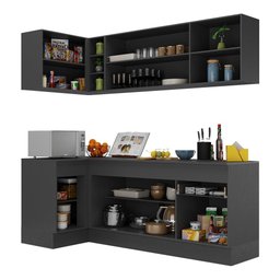 Armário de Cozinha Compacta de Canto com Rodapé Veneza Multimóveis MP2093.898 Preto/Branco - 6 Armário de Cozinha Compacta de Canto com Rodapé Veneza Multimóveis MP2093.898 Preto/Branco - 6