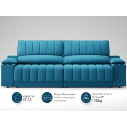 Sofá com Porta Copos Carregador USB Ret Rec Murano 2,30m Velosuede Royal - NETSOFAS - 4