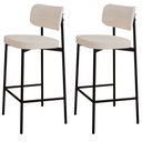 Ver imagem 1 de Kit 02 Banquetas Alta Bar Cozinha Sala de Jantar Aço Preto Kaira C01 Linho Palha - Lyam Decor