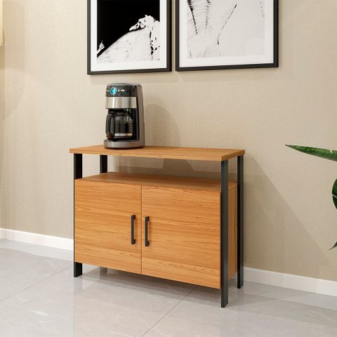 Balcão 2 Portas F32 em Mdf Estilo Industrial Freijó Preto Fosco Dalla Costa