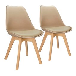 2x Cadeira Charles Eames Leda Design Wood Estofada Base Madeira Nude - 8
