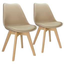 2x Cadeira Charles Eames Leda Design Wood Estofada Base Madeira Nude - 1