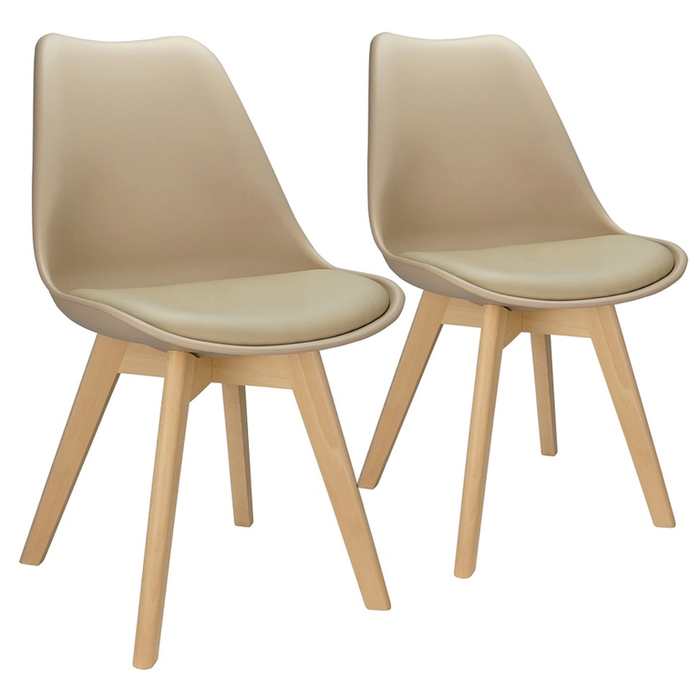 2x Cadeira Charles Eames Leda Design Wood Estofada Base Madeira Nude 2x Cadeira Charles Eames Leda Design Wood Estofada Base Madeira Nude