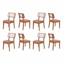 Ver imagem 1 de Kit 8 Cadeiras de Jantar Madeira Maciça Rattan Natural Estofadas Siena Espresso Móveis