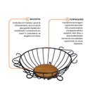 Ver imagem 4 de Fruteira para Mesa em Ferro e Madeira Artesanal Redonda