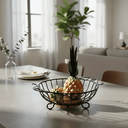 Ver imagem 3 de Fruteira para Mesa em Ferro e Madeira Artesanal Redonda