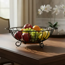 Ver imagem 1 de Fruteira para Mesa em Ferro e Madeira Artesanal Redonda