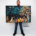 Ver imagem 2 de Quadro Decorativo Caixa Floral Luxo Aquarela Tacolado Moldura Caixa Alta 4,5cm Branca sem Vidro 80 X