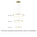 Ver imagem 2 de Lustre Pendente Anel de Led Hoop 3 Argolas Aros em Alumínio 78W