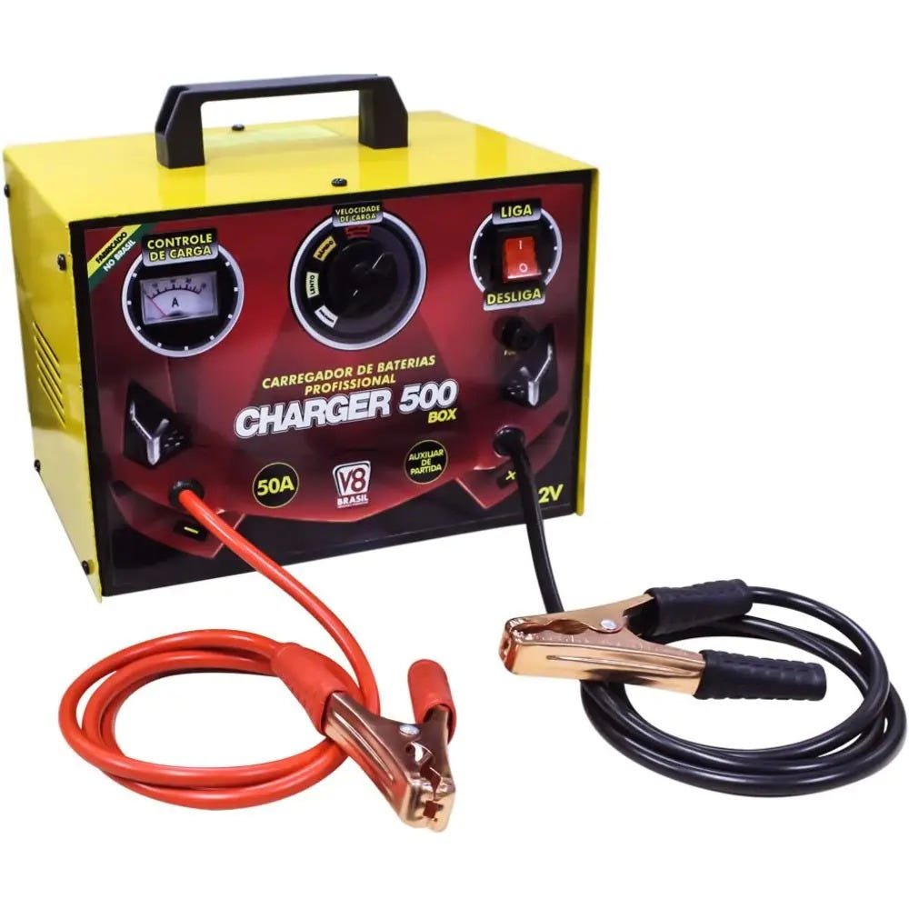 Carregador De Bateria Com Auxiliar De Partida Charger 500 Box V8 Brasil ...