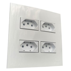 Conjunto 4x4" linha Clean Branco - 4 Tomadas 10 A 2p+t Separadas