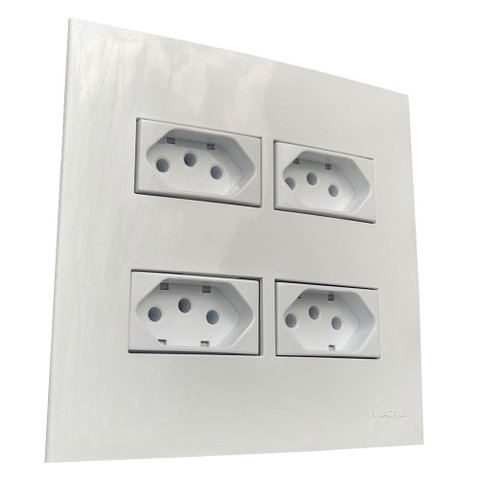 Conjunto 4x4" linha Clean Branco - 4 Tomadas 10 A 2p+t Separadas