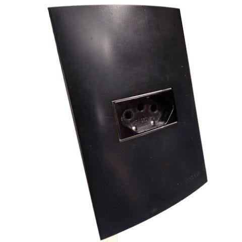 Conjunto 4x2 linha Ebony Clean Acetinado - 3 Interruptores Simples com luz