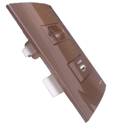 Conjunto 4x2 Linha Marrom Sleek Alto brilho - 1 Tomada 2P+T 10 A + tomada USB 1A separadas